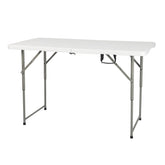 HAOYYE Foldable Adjustable Height Patio Table White Plastic Outdoor Indoor Utility Table Portable Heavy Duty Garden Dining Table for Backyard Picnic BBQ Camping Events